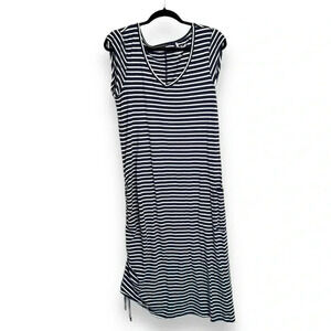 Toad&Co Muse Maxi Dress Navy and White Stripes Size Large Nautical Outdoor